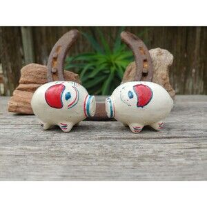 Vintage Mexican Pottery Piglets Salt & Pepper Shakers